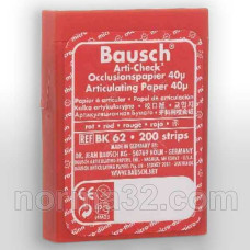 Папір артикуляційний BK 62 червоний (40 мк) листів 200 шт, Bausch (Німеччина)