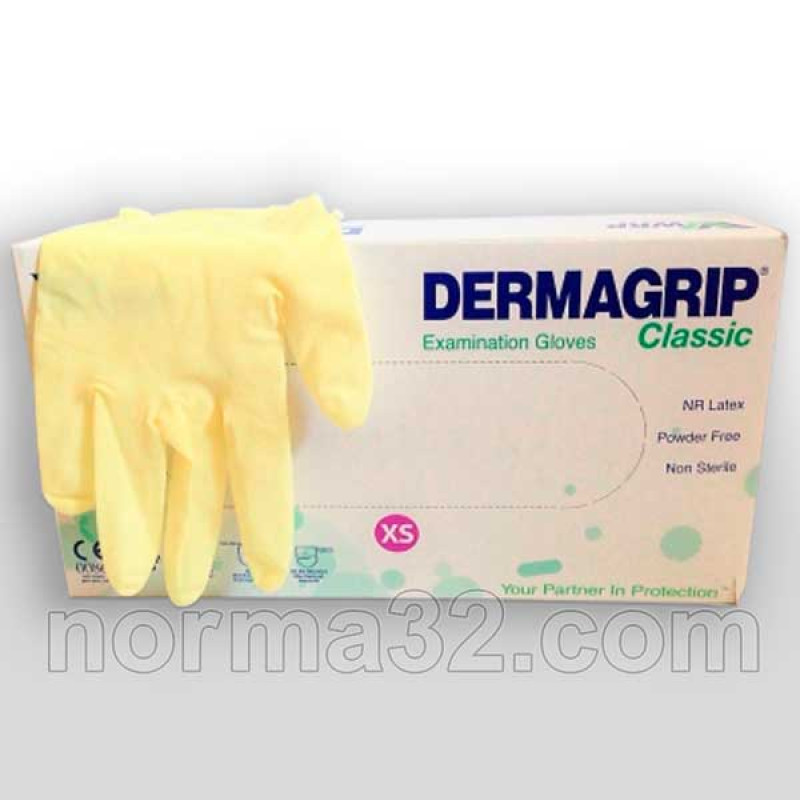 Dermagrip XS gloves textured latex powder-free