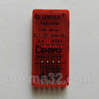Lentulo root canal fillings – size #1 – length 25 mm (red), pack of 4, Dentsply Maillefer
