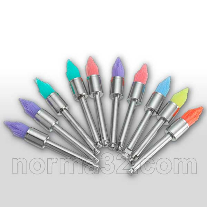 Tekpro COLOR polishing brushes for angled tip